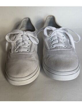 VANS Authentic White Canvas Lace Up Deck Sneaker Shoes 7.5 $55 GUC